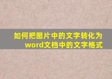 如何把图片中的文字转化为word文档中的文字格式