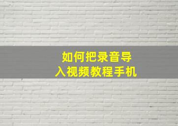 如何把录音导入视频教程手机