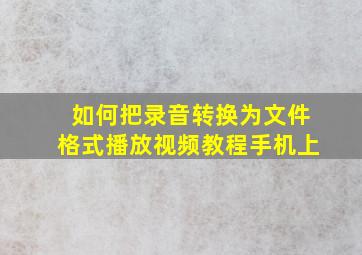 如何把录音转换为文件格式播放视频教程手机上