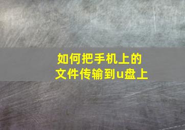 如何把手机上的文件传输到u盘上