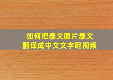 如何把泰文图片泰文翻译成中文文字呢视频