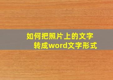 如何把照片上的文字转成word文字形式