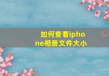 如何查看iphone相册文件大小