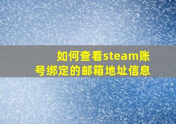 如何查看steam账号绑定的邮箱地址信息