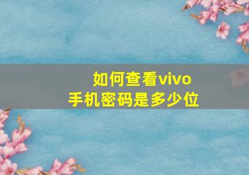 如何查看vivo手机密码是多少位