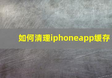 如何清理iphoneapp缓存