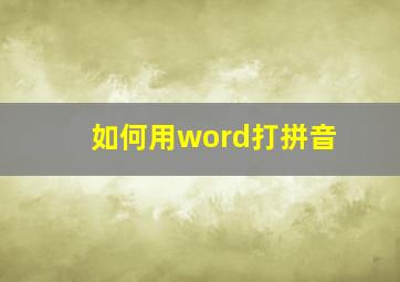 如何用word打拼音