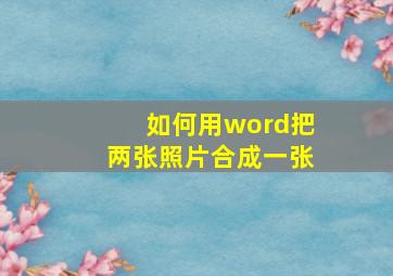 如何用word把两张照片合成一张