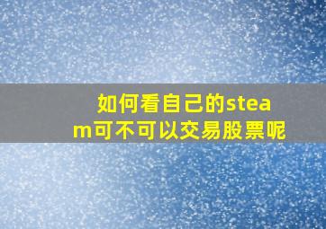 如何看自己的steam可不可以交易股票呢