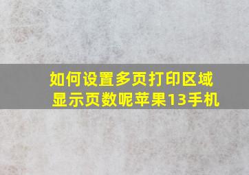 如何设置多页打印区域显示页数呢苹果13手机