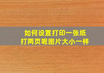 如何设置打印一张纸打两页呢图片大小一样