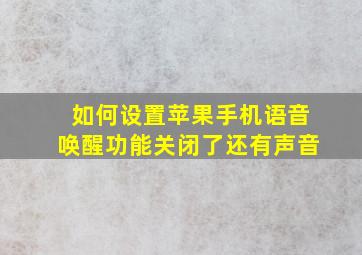 如何设置苹果手机语音唤醒功能关闭了还有声音