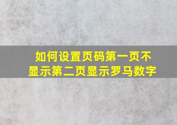 如何设置页码第一页不显示第二页显示罗马数字