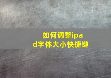 如何调整ipad字体大小快捷键