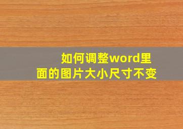 如何调整word里面的图片大小尺寸不变