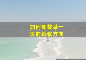 如何调整某一页的纸张方向