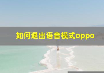 如何退出语音模式oppo