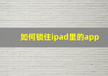 如何锁住ipad里的app