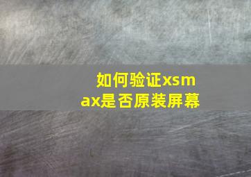 如何验证xsmax是否原装屏幕