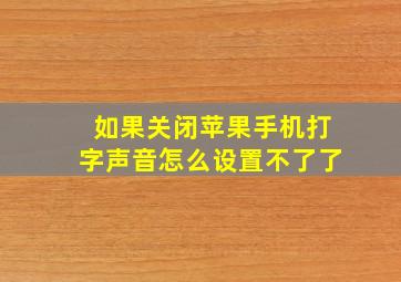 如果关闭苹果手机打字声音怎么设置不了了