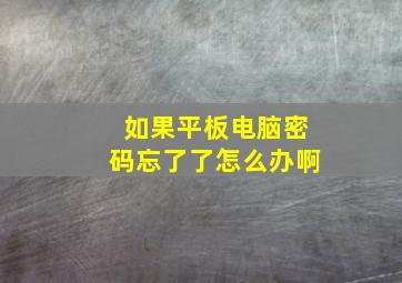 如果平板电脑密码忘了了怎么办啊