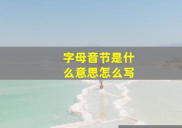 字母音节是什么意思怎么写