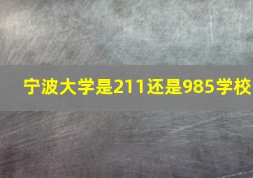 宁波大学是211还是985学校