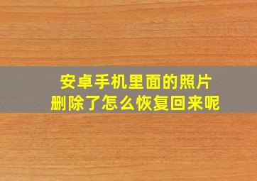 安卓手机里面的照片删除了怎么恢复回来呢