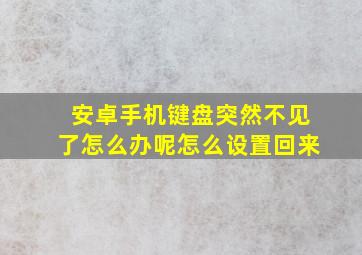 安卓手机键盘突然不见了怎么办呢怎么设置回来