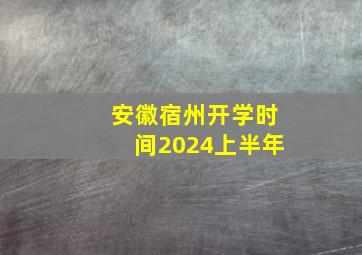 安徽宿州开学时间2024上半年