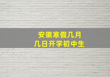 安徽寒假几月几日开学初中生