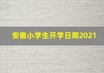 安徽小学生开学日期2021