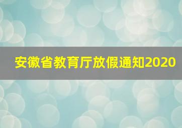 安徽省教育厅放假通知2020