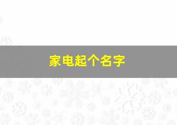 家电起个名字