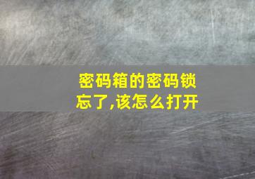 密码箱的密码锁忘了,该怎么打开