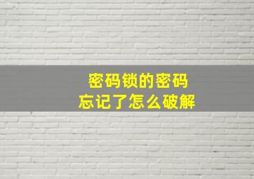 密码锁的密码忘记了怎么破解