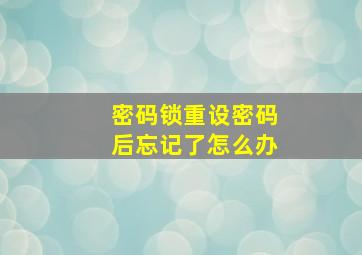 密码锁重设密码后忘记了怎么办