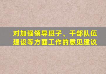 对加强领导班子、干部队伍建设等方面工作的意见建议