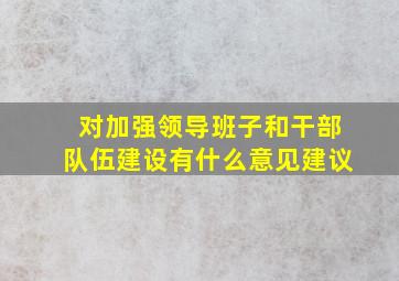 对加强领导班子和干部队伍建设有什么意见建议