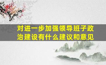 对进一步加强领导班子政治建设有什么建议和意见