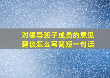 对领导班子成员的意见建议怎么写简短一句话