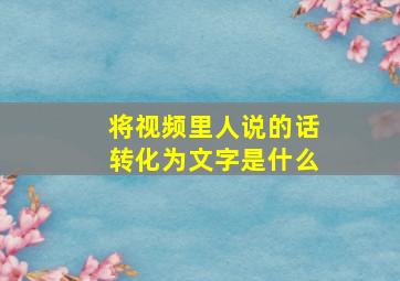 将视频里人说的话转化为文字是什么