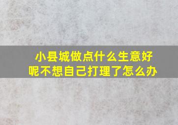 小县城做点什么生意好呢不想自己打理了怎么办