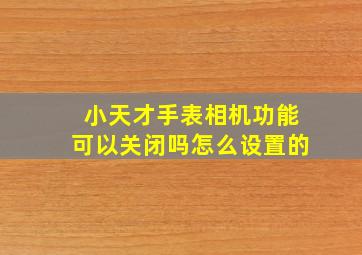 小天才手表相机功能可以关闭吗怎么设置的