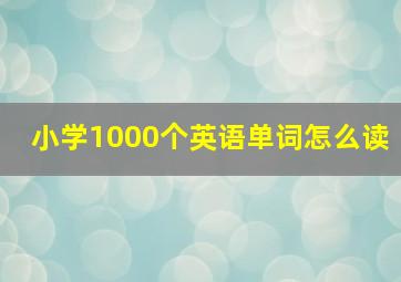 小学1000个英语单词怎么读