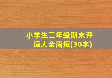 小学生三年级期末评语大全简短(30字)