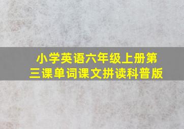 小学英语六年级上册第三课单词课文拼读科普版