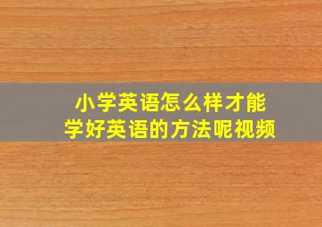 小学英语怎么样才能学好英语的方法呢视频