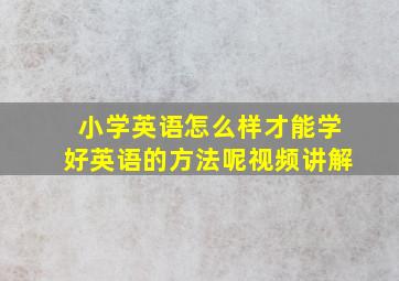 小学英语怎么样才能学好英语的方法呢视频讲解