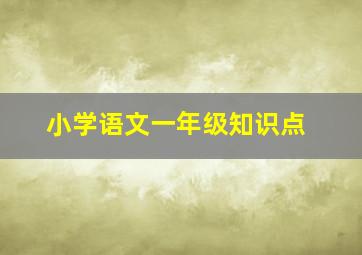 小学语文一年级知识点